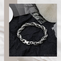 霧月粗麻花純銀手鍊