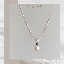 黑鋯石珍珠純銀項鍊