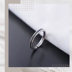 復古圓點純銀戒指