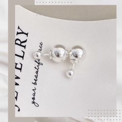 前後可戴簡約圓球純銀耳釘