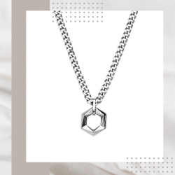 簡約六角矩陣純銀項鍊