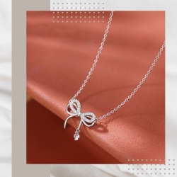 鑲鑽蝴蝶結純銀項鍊