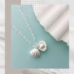 氣質輕奢貝殼珍珠純銀項鍊