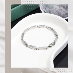 菱形竹節純銀手鍊