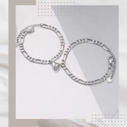 心心相印情侶純銀手鍊