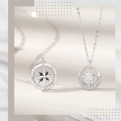 八芒星羅盤情侶純銀項鍊