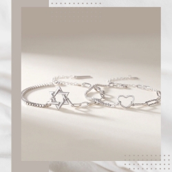 「六芒星心」情侶純銀手鍊