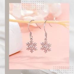 鋯石雪花純銀耳環