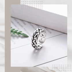 民族風交織純銀戒指