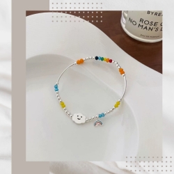 彩色串珠雲朵純銀手鍊