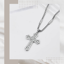 滿鑽十字架純銀項鍊