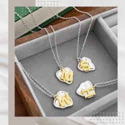 金工手作字母拼色愛心純銀項鍊