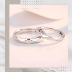 金工手作多面菱形格純銀戒指