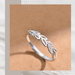 小清新葉子純銀戒指