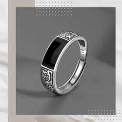 復古龍紋純銀戒指