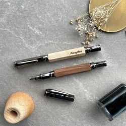 刻紋 磁吸 原木六角鋼筆