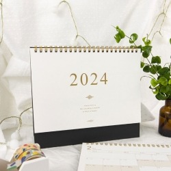 2024 25K簡約典雅橫式桌曆 雅黑金