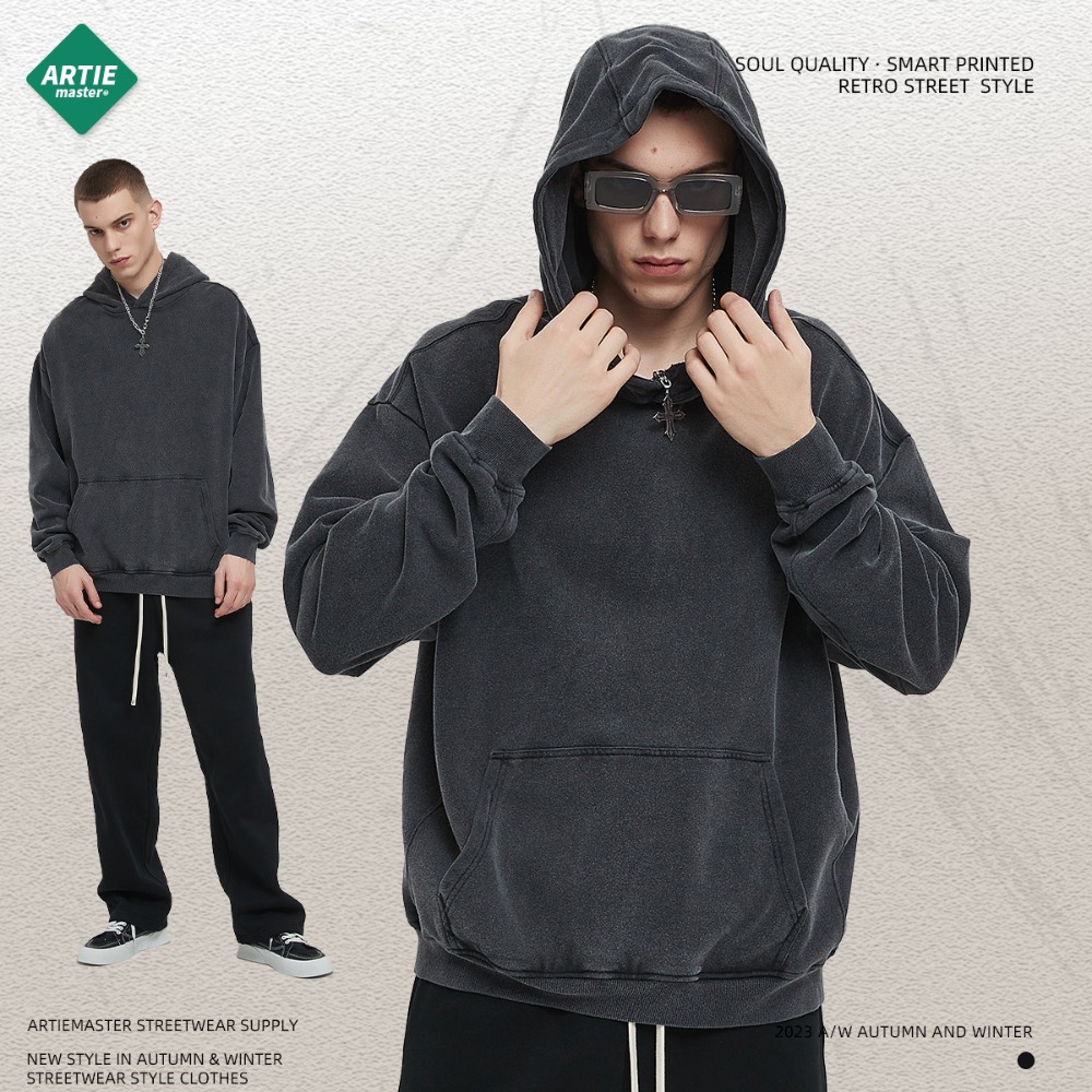 ARTIE | 冬季新品 洗水做舊連帽衛衣oversize寬鬆復古男装