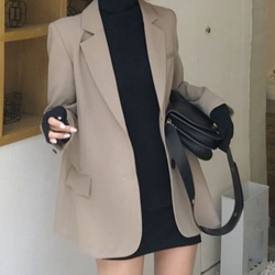 【HLF JYH】韓版小西裝外套女秋季新款時尚氣質寬鬆學院風西服上衣