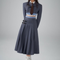 【HLF JYH】留洋大小姐  早秋韓系氣質西裝百褶裙套裝