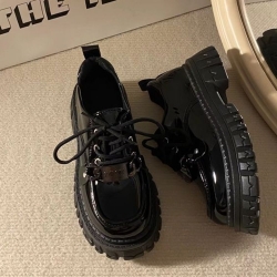 【HLF JYH】波士頓學院~複古圓頭增高厚底樂福鞋女 小皮鞋