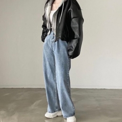 韓系闊腿牛仔褲