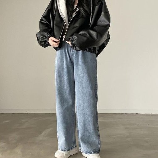 韓系闊腿牛仔褲