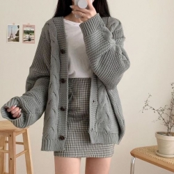 舒適針織麻花外套