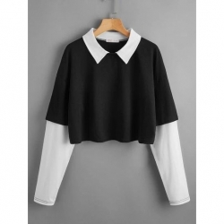 假兩件短版長袖