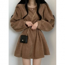 棕色毛絨洋裝