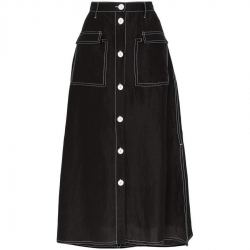 黑色排釦牛仔長裙