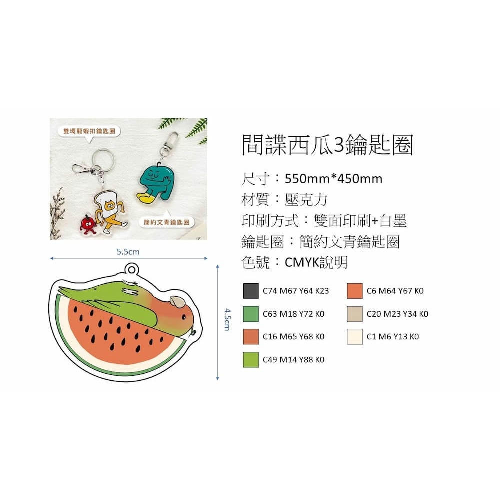 水果鸚鵡吊飾-西瓜1