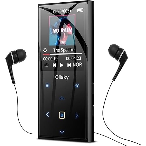 32GB MP3 播放器 藍牙 5.0 便攜式無損聲音音樂播放器 適用於兒童 FM 收音機、喇叭、錄音機、觸控按鈕,支援高達 128GB,黑色