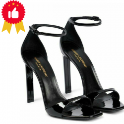 典雅細帶黑色高跟涼鞋