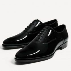 黑色光澤紳士皮鞋