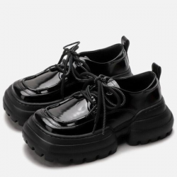 極簡朋克風格厚底增高皮鞋