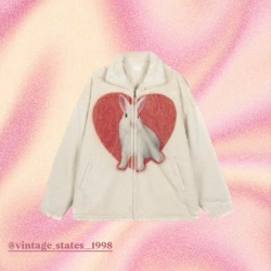 美式復古白兔子羊羔外套