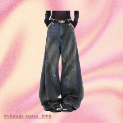 水洗髒感破洞牛仔褲