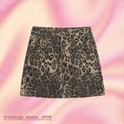 豹紋牛仔短裙