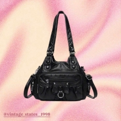 朋克風簡約拉鍊單肩包