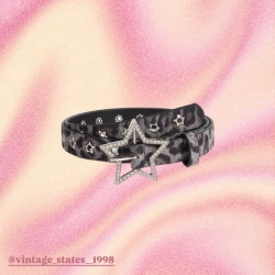 豹紋星星鑽石皮帶