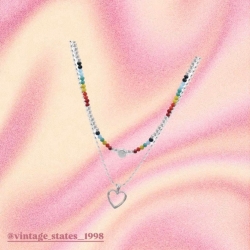 彩虹珠珠愛心項鍊