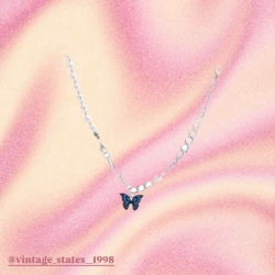 雙色蝴蝶拼接項鍊
