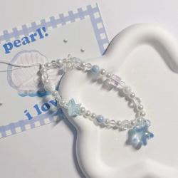 藍色星星珍珠手機鍊