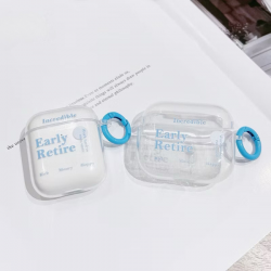 藍色英文字透明耳機殼