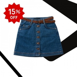 牛仔裙子(深藍)