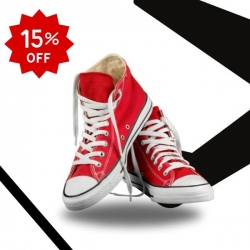 高筒帆布鞋(紅色)