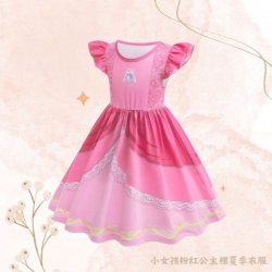小女孩粉紅公主裙夏季衣服-童裝
