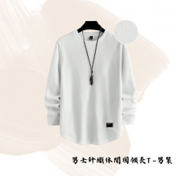 男士針織休閒圓領長T -男裝