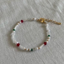 紅配綠質感手環